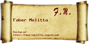 Faber Melitta névjegykártya